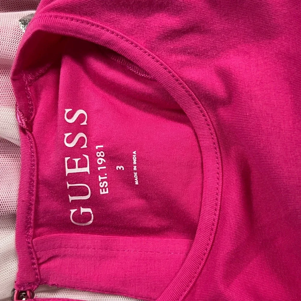 Guess‎ Kids Girls Pink Heart Tulle Dress 3 Years 3t Valentines Dress Cute *see